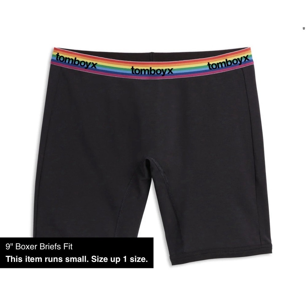 TomboyX 9" Boxer Briefs - Rainbow Logo Imperfects Size LG LARGE Pride NEW